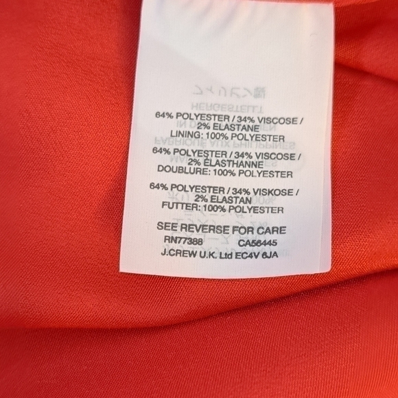 J.Crew Size 2 Bell Sleeve Crepe Midi Dress Coral Papaya A-line Exposed Zipper - Picture 13 of 13